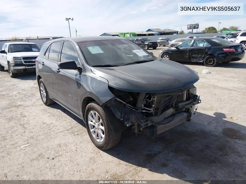 CHEVROLET EQUINOX 2019, VIN 3GNAXHEV9KS505637