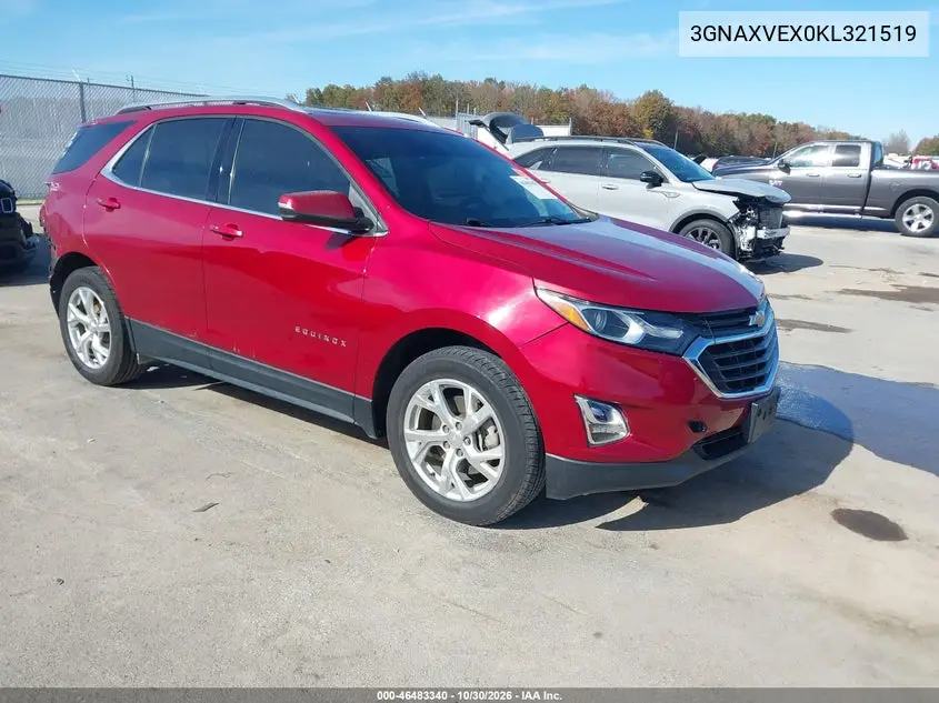 CHEVROLET EQUINOX 2019, VIN 3GNAXVEX0KL321519