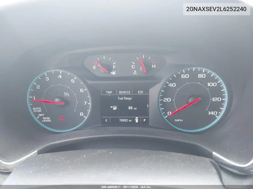 2020 CHEVROLET EQUINOX VIN 2GNAXSEV2L6252240 — фото 7