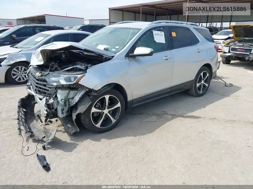 2020 CHEVROLET EQUINOX VIN 3GNAXLEX2LS615886 — фото 2