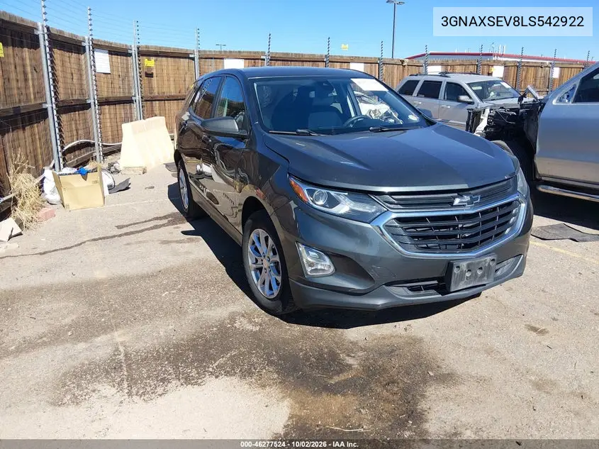 CHEVROLET EQUINOX 2020, VIN 3GNAXSEV8LS542922