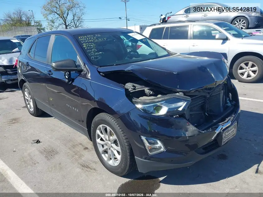 CHEVROLET EQUINOX 2020, VIN 3GNAXHEV0LS542819