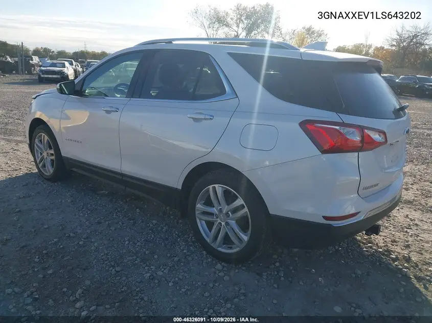 2020 CHEVROLET EQUINOX VIN 3GNAXXEV1LS643202 — фото 3