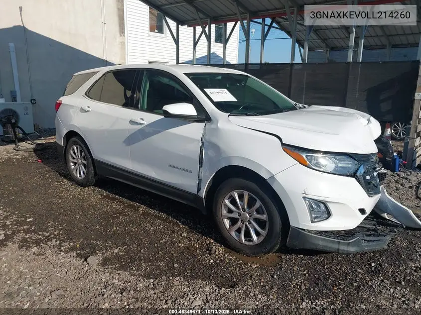 CHEVROLET EQUINOX 2020, VIN 3GNAXKEV0LL214260