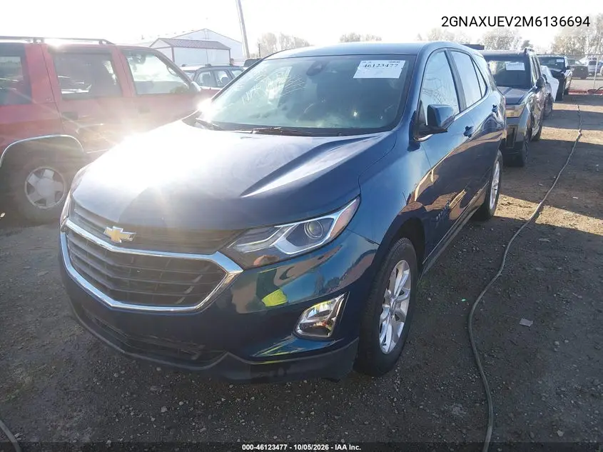 2021 CHEVROLET EQUINOX VIN 2GNAXUEV2M6136694 — фото 2