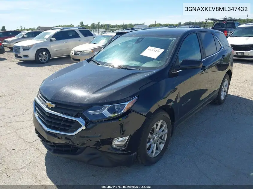 2021 CHEVROLET EQUINOX VIN 3GNAXKEV8ML347432 — фото 2