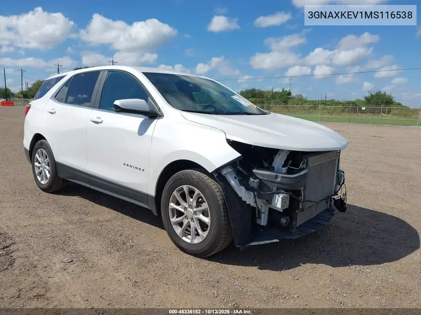CHEVROLET EQUINOX 2021, VIN 3GNAXKEV1MS116538
