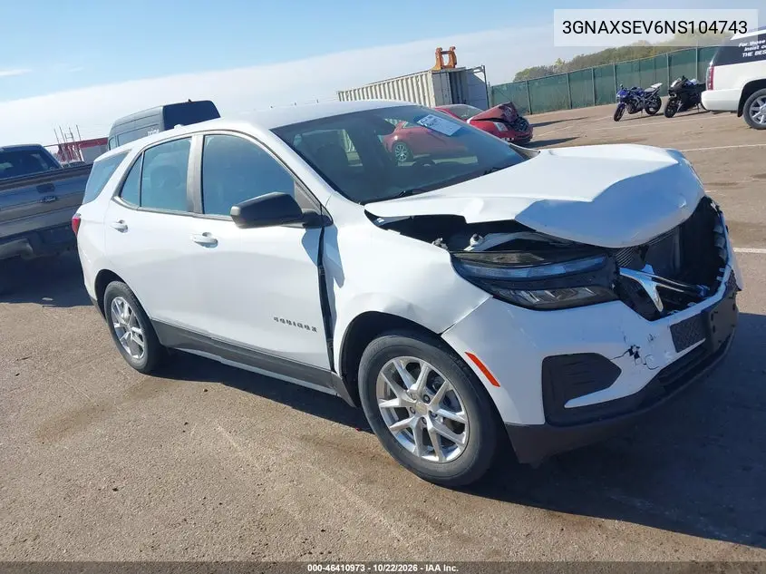 CHEVROLET EQUINOX 2022, VIN 3GNAXSEV6NS104743