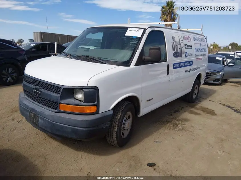 2005 CHEVROLET EXPRESS VIN 1GCGG25V751203723 — фото 2
