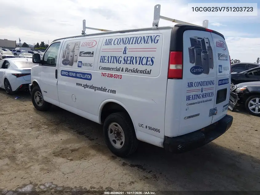 2005 CHEVROLET EXPRESS VIN 1GCGG25V751203723 — фото 3