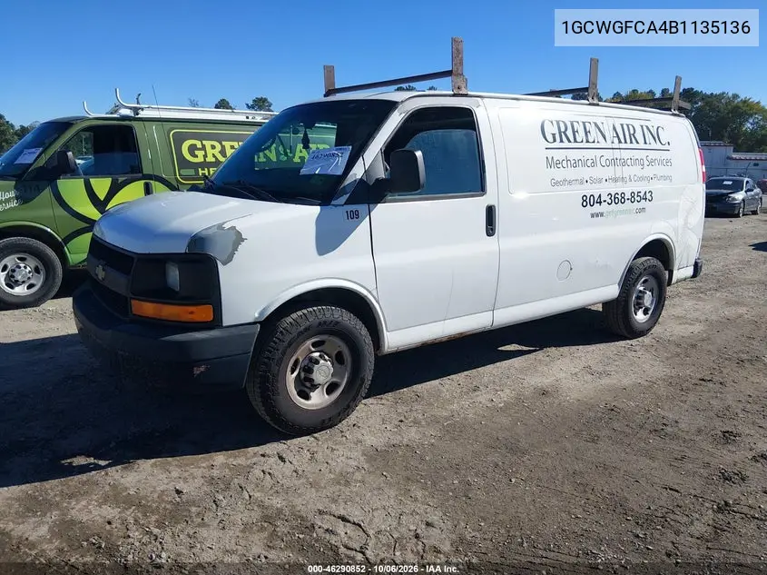 2011 CHEVROLET EXPRESS VIN 1GCWGFCA4B1135136 — фото 2