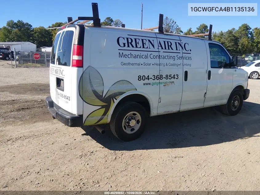 2011 CHEVROLET EXPRESS VIN 1GCWGFCA4B1135136 — фото 4