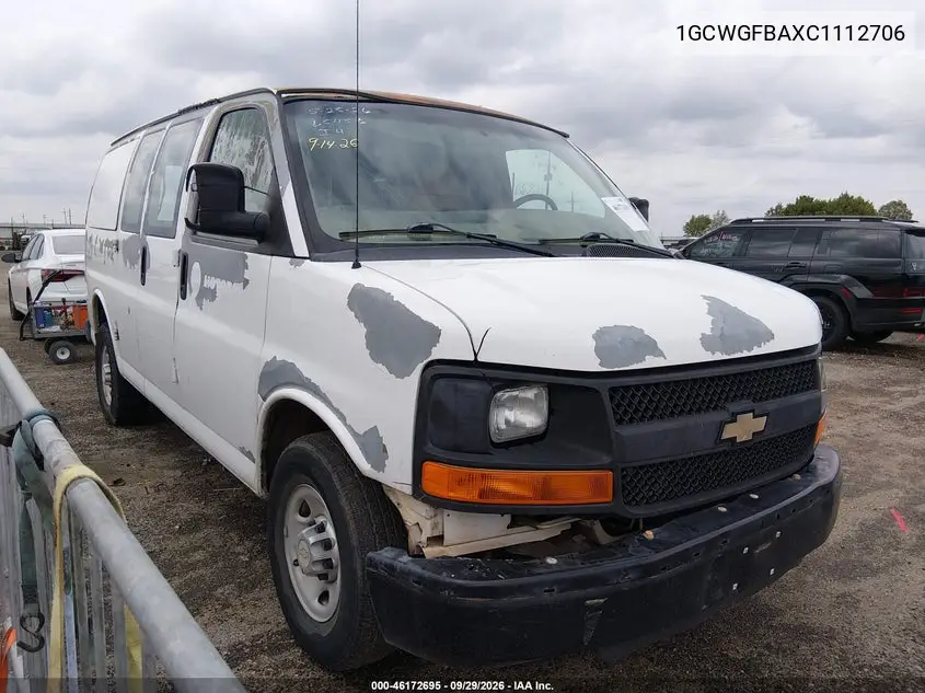 CHEVROLET EXPRESS 2012, VIN 1GCWGFBAXC1112706