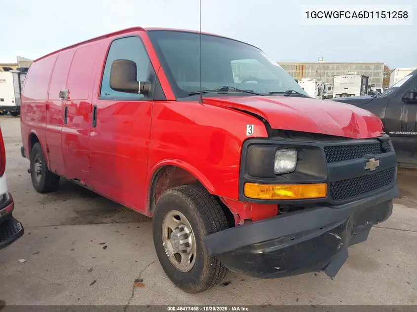 CHEVROLET EXPRESS 2013, VIN 1GCWGFCA6D1151258