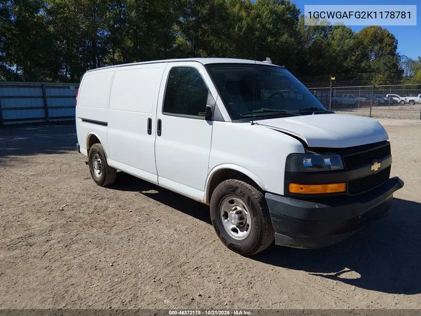 CHEVROLET EXPRESS 2019, VIN 1GCWGAFG2K1178781