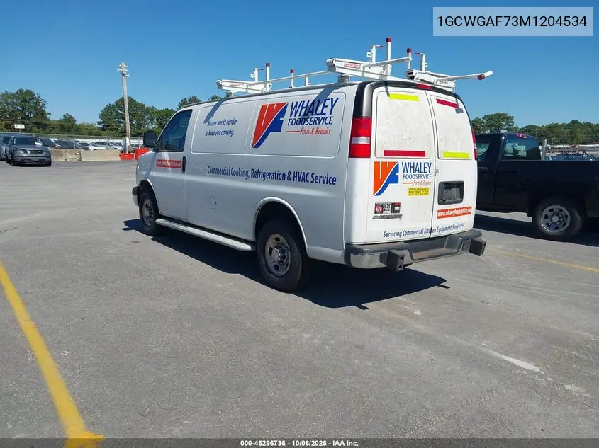 2021 CHEVROLET EXPRESS VIN 1GCWGAF73M1204534 — фото 3