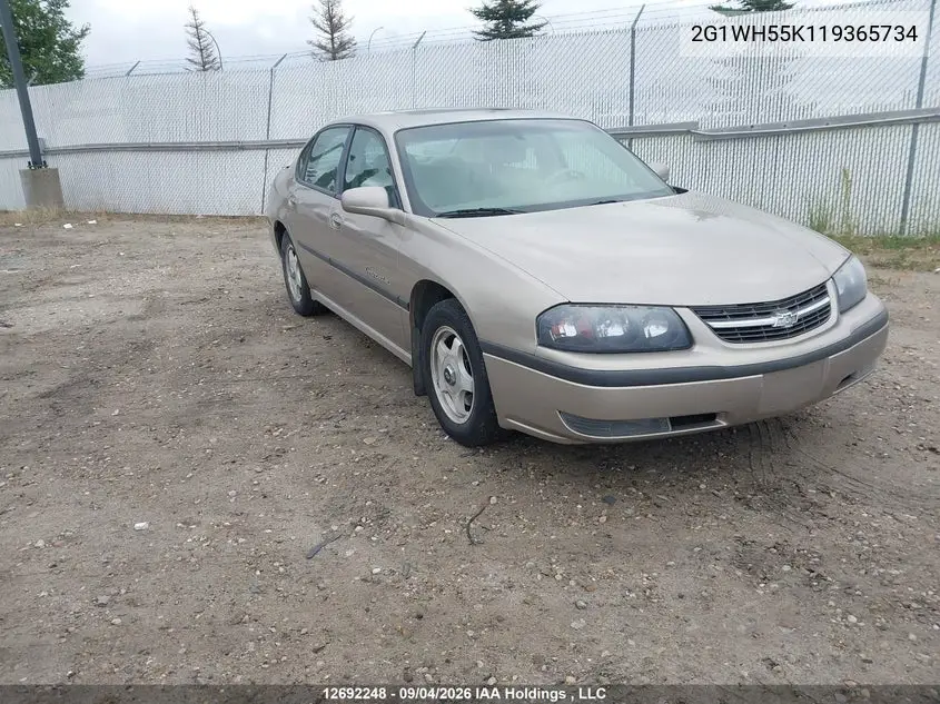 CHEVROLET IMPALA 2001, VIN 2G1WH55K119365734
