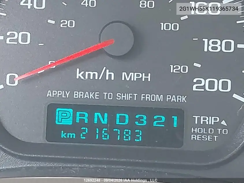 2001 CHEVROLET IMPALA VIN 2G1WH55K119365734 — фото 15