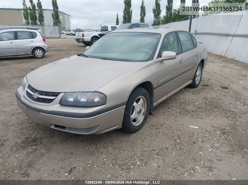 2001 CHEVROLET IMPALA VIN 2G1WH55K119365734 — фото 2