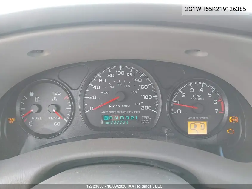 2001 CHEVROLET IMPALA VIN 2G1WH55K219126385 — фото 7
