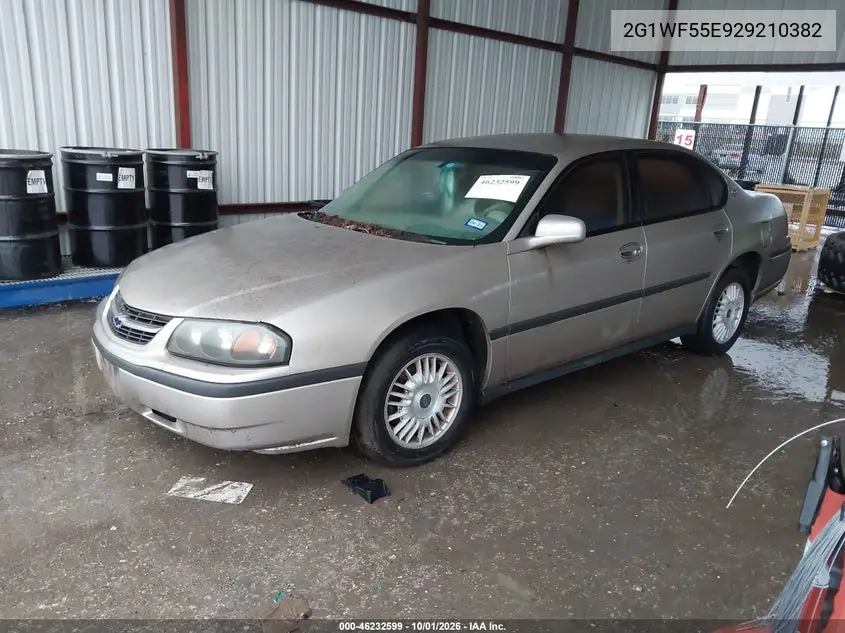2002 CHEVROLET IMPALA VIN 2G1WF55E929210382 — фото 2