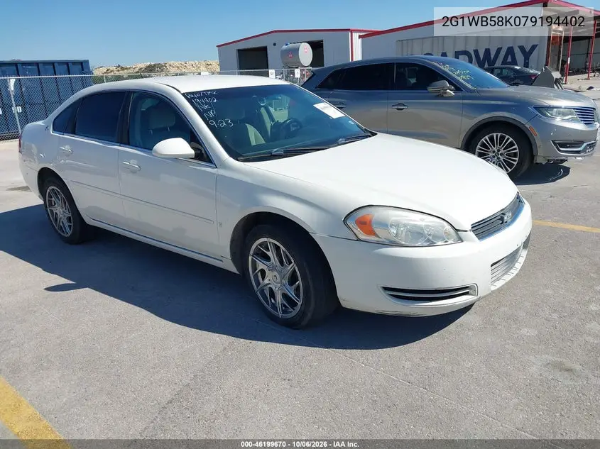 CHEVROLET IMPALA 2007, VIN 2G1WB58K079194402