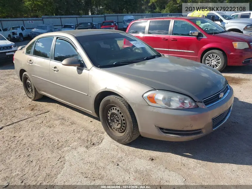 CHEVROLET IMPALA 2007, VIN 2G1WB58KX79222108