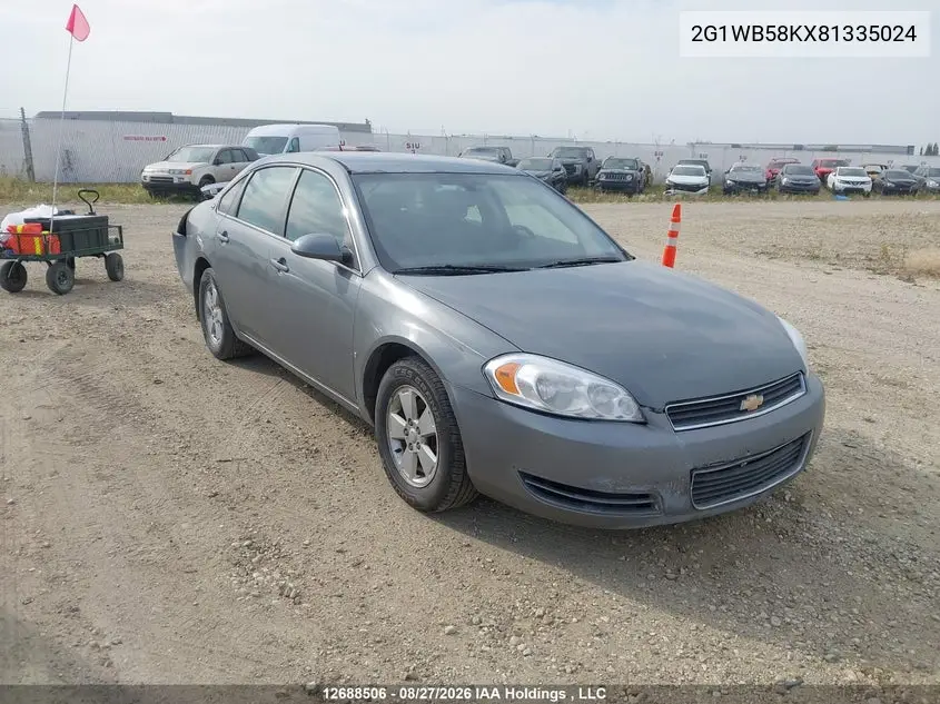 CHEVROLET IMPALA 2008, VIN 2G1WB58KX81335024