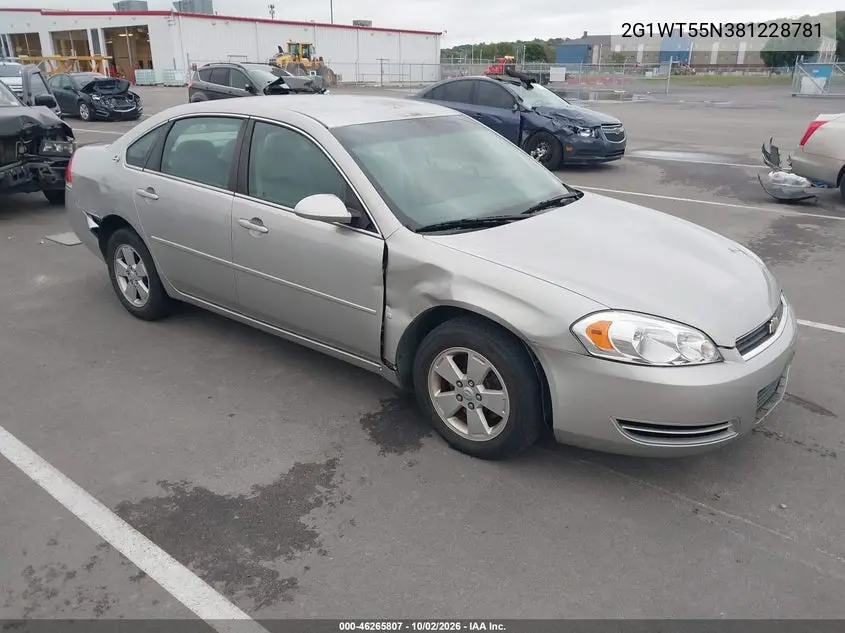 CHEVROLET IMPALA 2008, VIN 2G1WT55N381228781