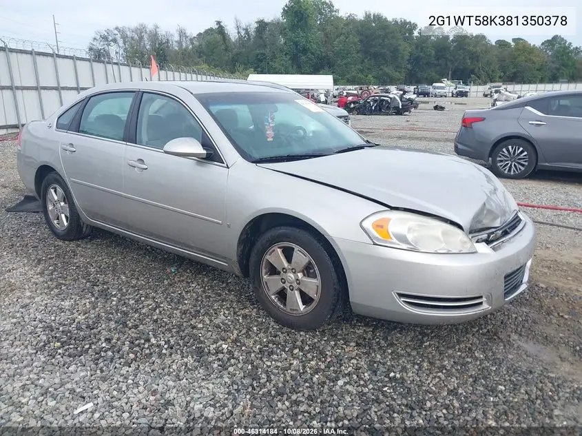 CHEVROLET IMPALA 2008, VIN 2G1WT58K381350378