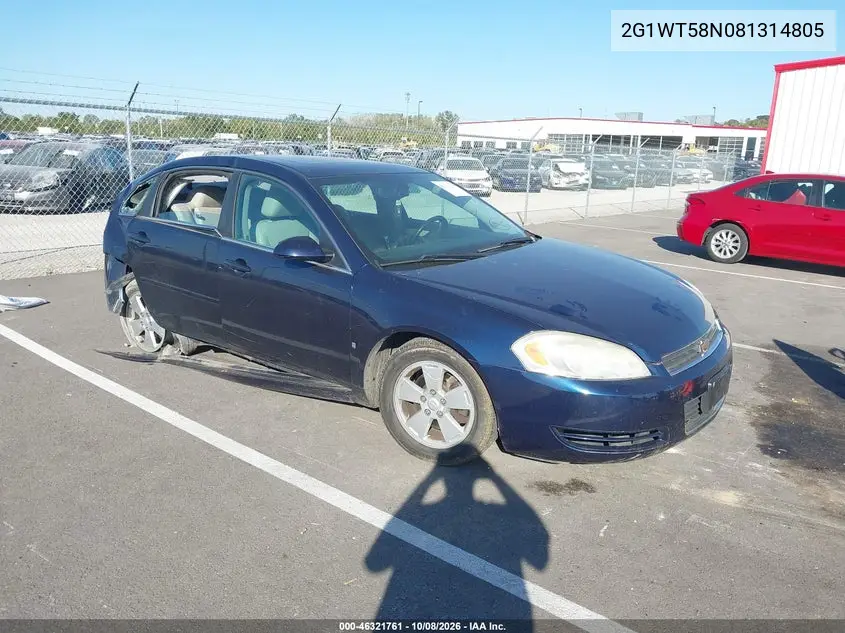 CHEVROLET IMPALA 2008, VIN 2G1WT58N081314805