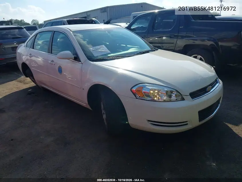 CHEVROLET IMPALA 2008, VIN 2G1WB55K481216972