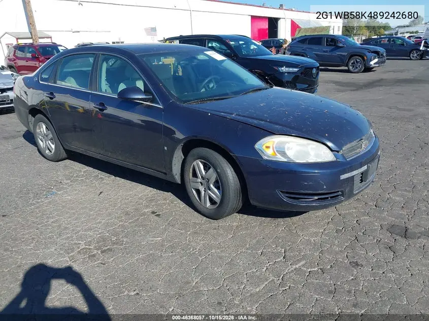 CHEVROLET IMPALA 2008, VIN 2G1WB58K489242680