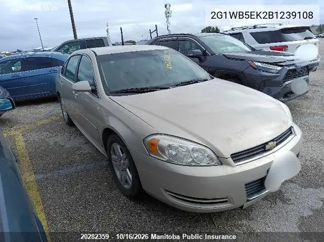 CHEVROLET IMPALA 2011, VIN 2G1WB5EK2B1239108