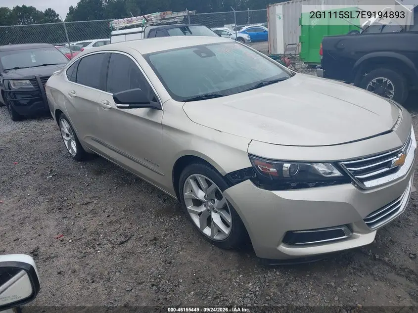 CHEVROLET IMPALA 2014, VIN 2G1115SL7E9194893