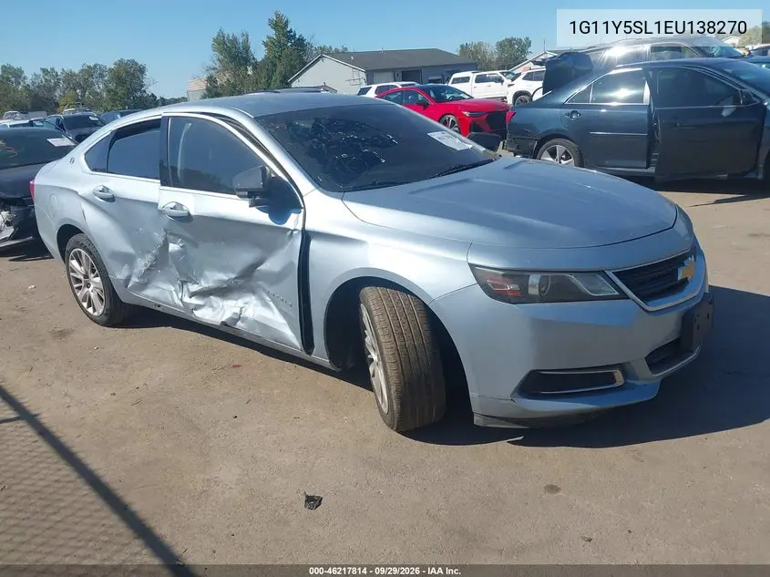 CHEVROLET IMPALA 2014, VIN 1G11Y5SL1EU138270