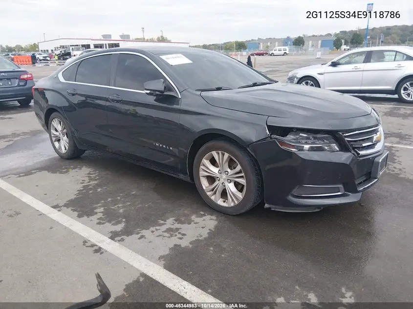 CHEVROLET IMPALA 2014, VIN 2G1125S34E9118786