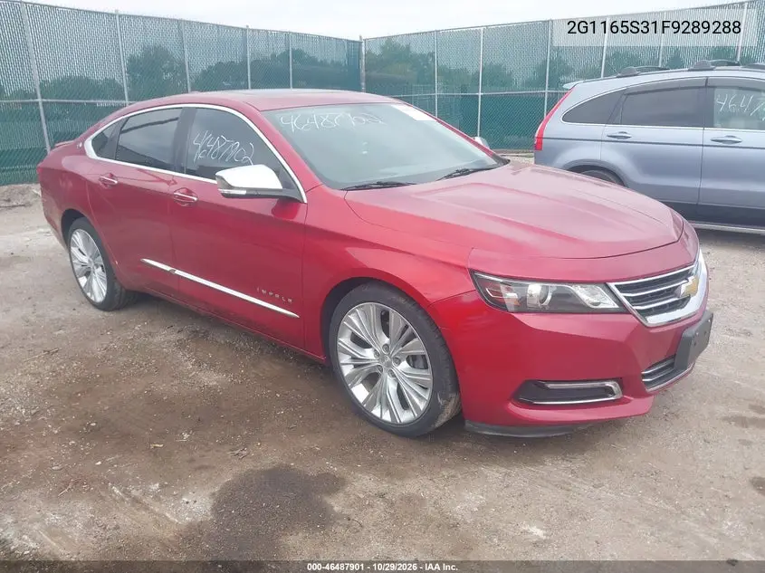 CHEVROLET IMPALA 2015, VIN 2G1165S31F9289288