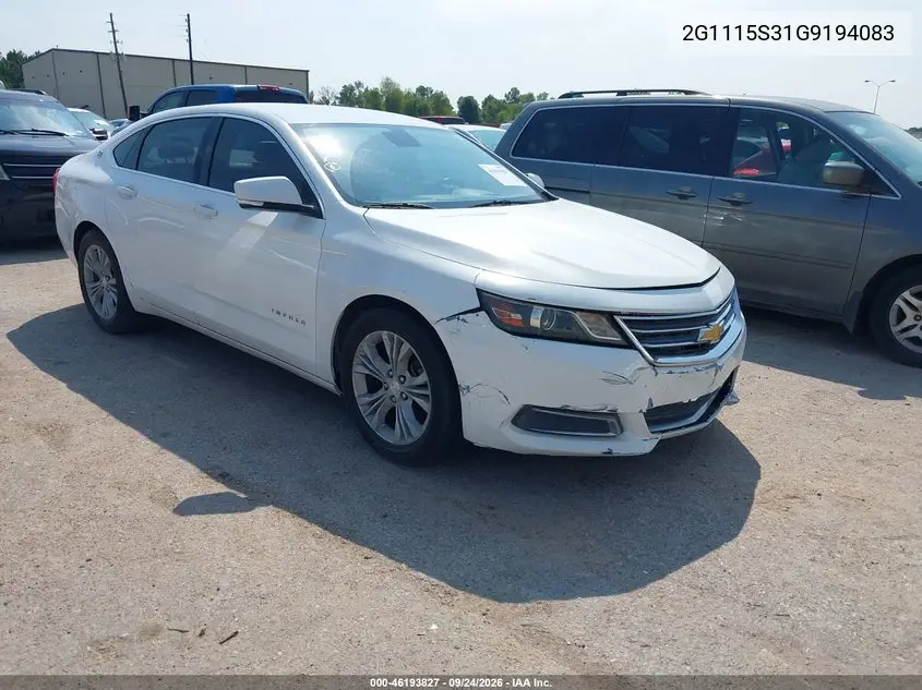 CHEVROLET IMPALA 2016, VIN 2G1115S31G9194083