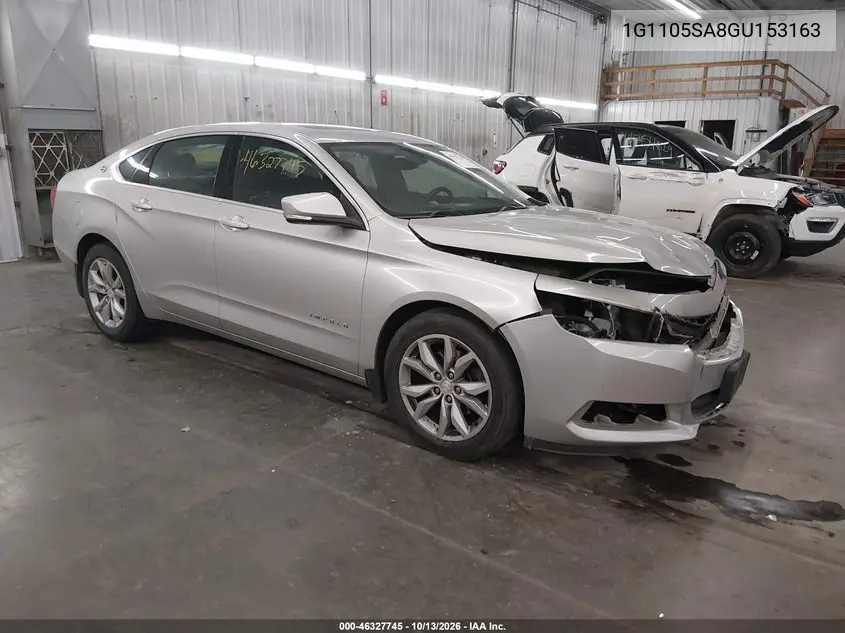 CHEVROLET IMPALA 2016, VIN 1G1105SA8GU153163