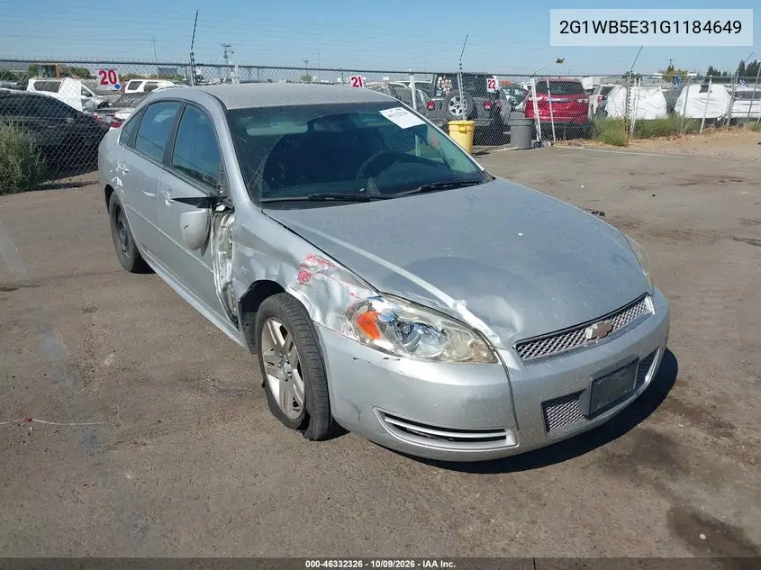 CHEVROLET IMPALA 2016, VIN 2G1WB5E31G1184649