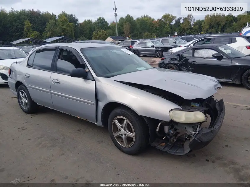 CHEVROLET MALIBU 2000, VIN 1G1ND52J0Y6333829