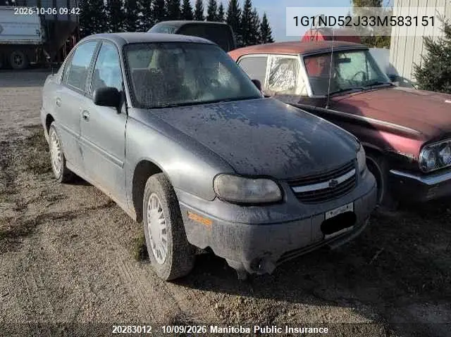 CHEVROLET MALIBU 2003, VIN 1G1ND52J33M583151
