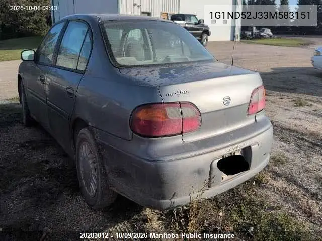 2003 CHEVROLET MALIBU VIN 1G1ND52J33M583151 — фото 3