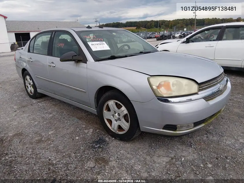 CHEVROLET MALIBU 2005, VIN 1G1ZU54895F138481