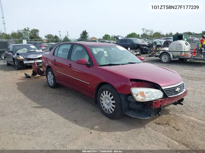 CHEVROLET MALIBU 2007, VIN 1G1ZT58N27F177239