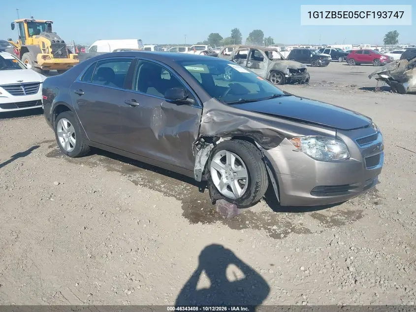 CHEVROLET MALIBU 2012, VIN 1G1ZB5E05CF193747