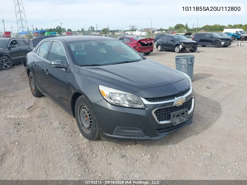 CHEVROLET MALIBU 2016, VIN 1G11B5SA2GU112800