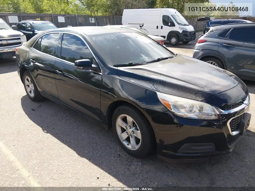 CHEVROLET MALIBU 2016, VIN 1G11C5SA4GU108468