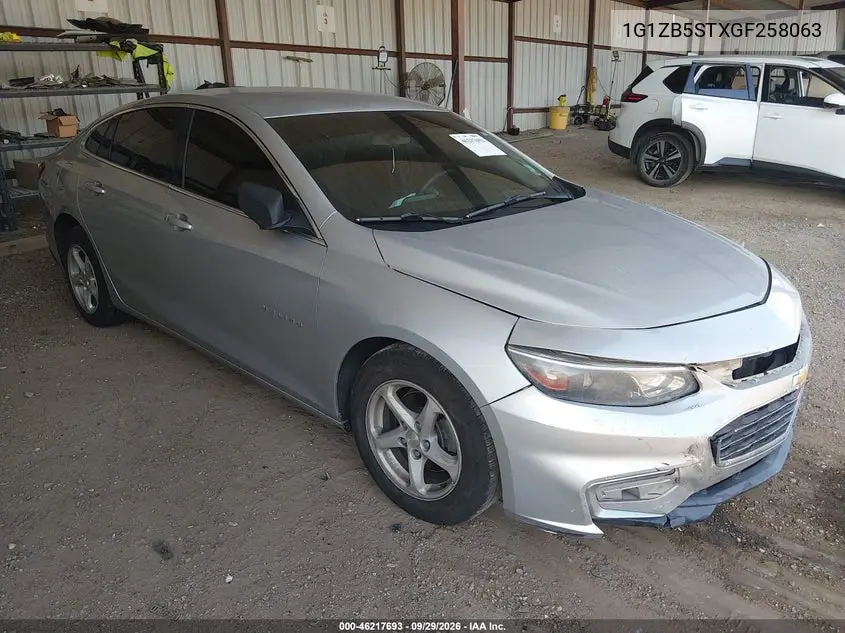 CHEVROLET MALIBU 2016, VIN 1G1ZB5STXGF258063